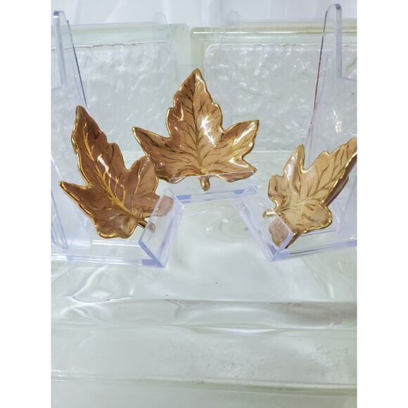 Maple Leaf Autum Gold or Golden Age Trinket Dishes Possibly Royal Winton Ceramic - Picture 2 of 10